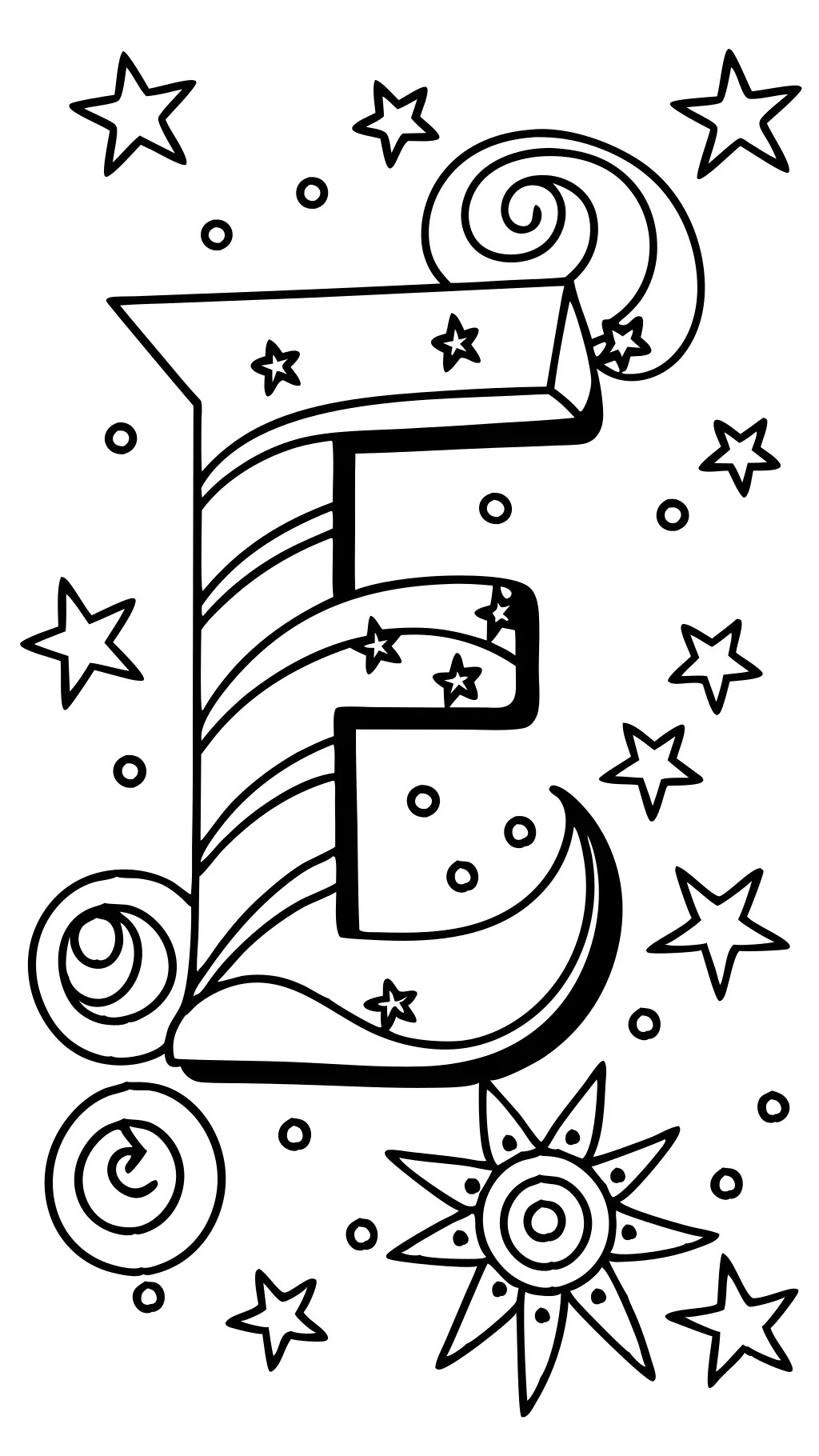 coloring page of the letter e